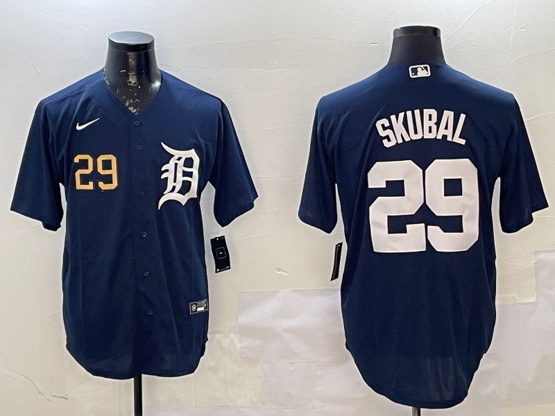 Men Detroit Tigers #29 Skubal Drak Blue Game 2025 Nike MLB Jersey style 3